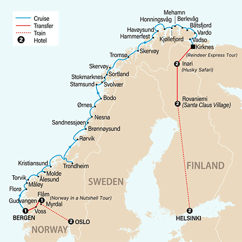 scandinavia cruise tour map